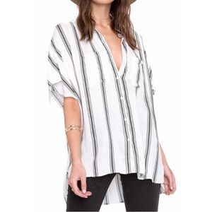 Amuse society black striped white woven top